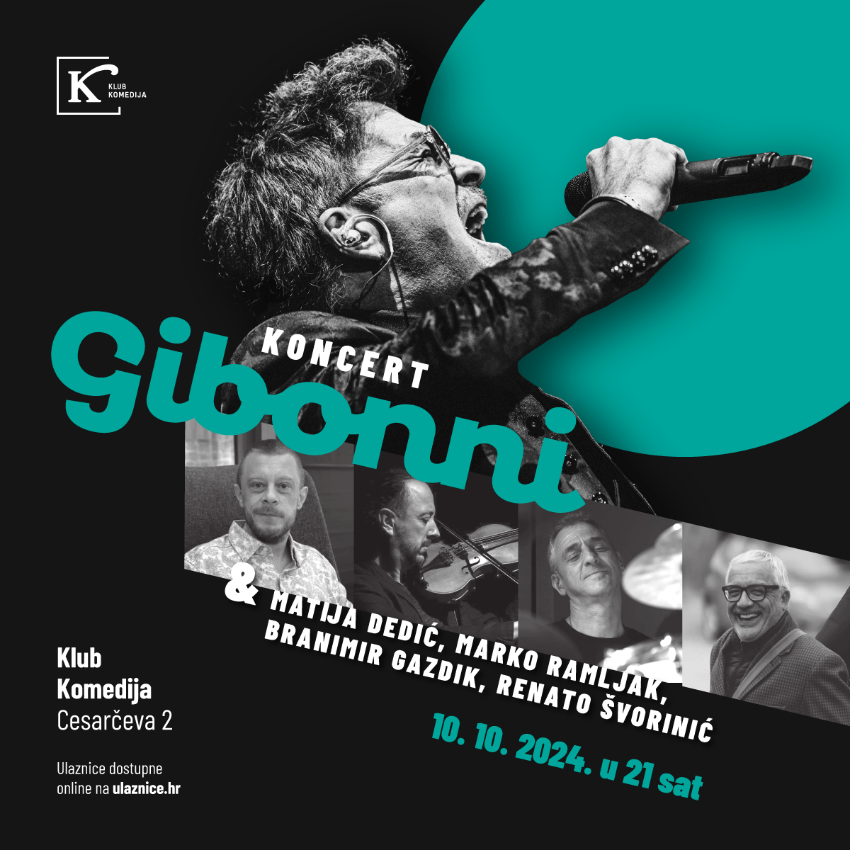 Koncert Gibonni & Matija Dedić, Marko Ramljak, Branimir Gazdik, Renato Švorinić